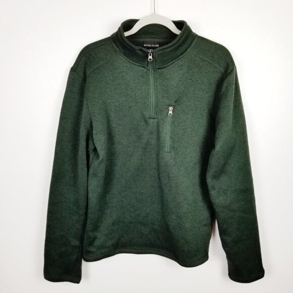 Royal Class Quarter Zip Fleece Sweater Men's Medium Green Marled Pullover‎ - Picture 4 of 8